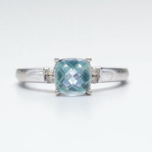 10k white gold topaz and diamond ring